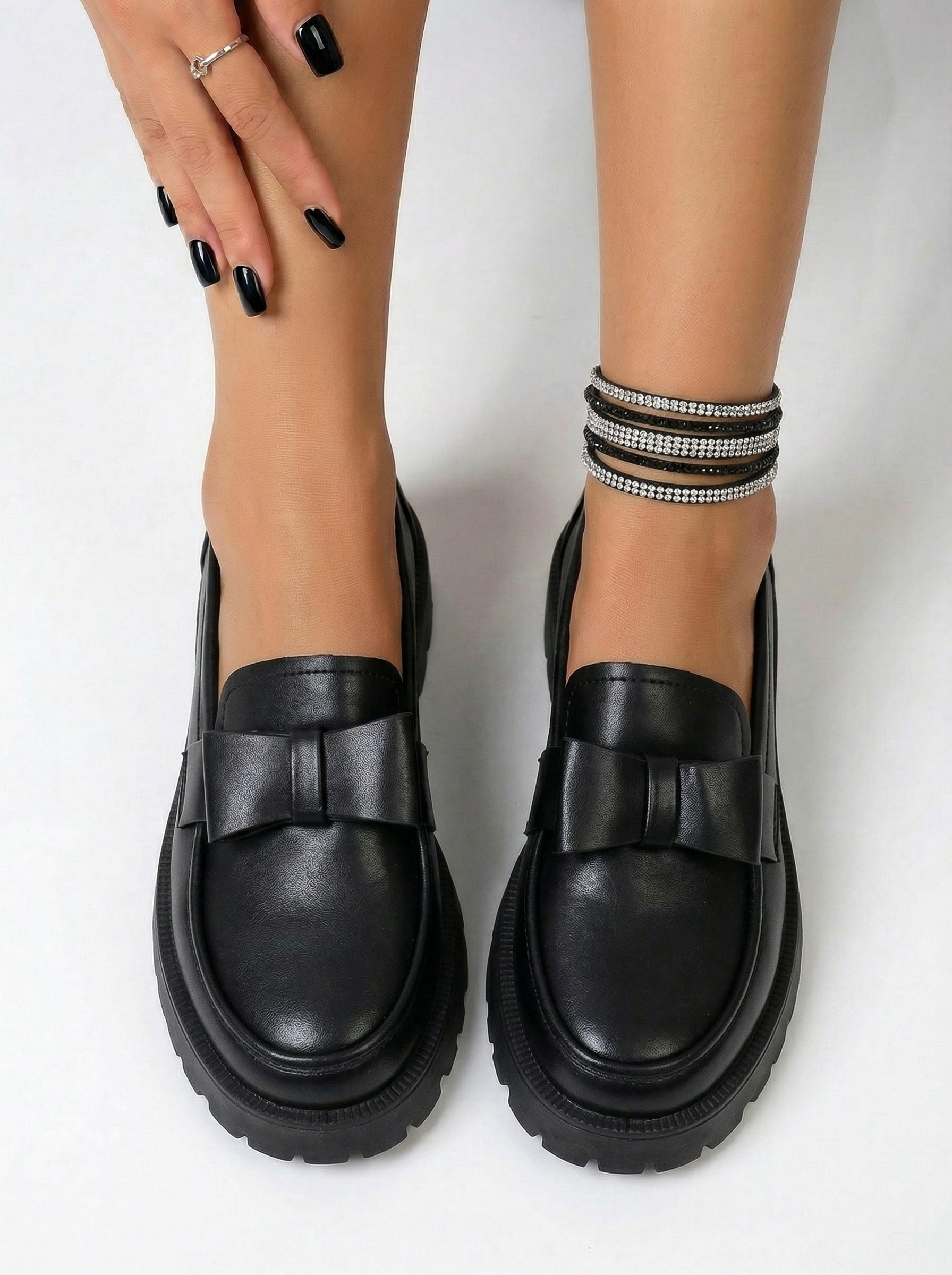 Pantofi casual dama negri din piele ecologica Brielle #24663