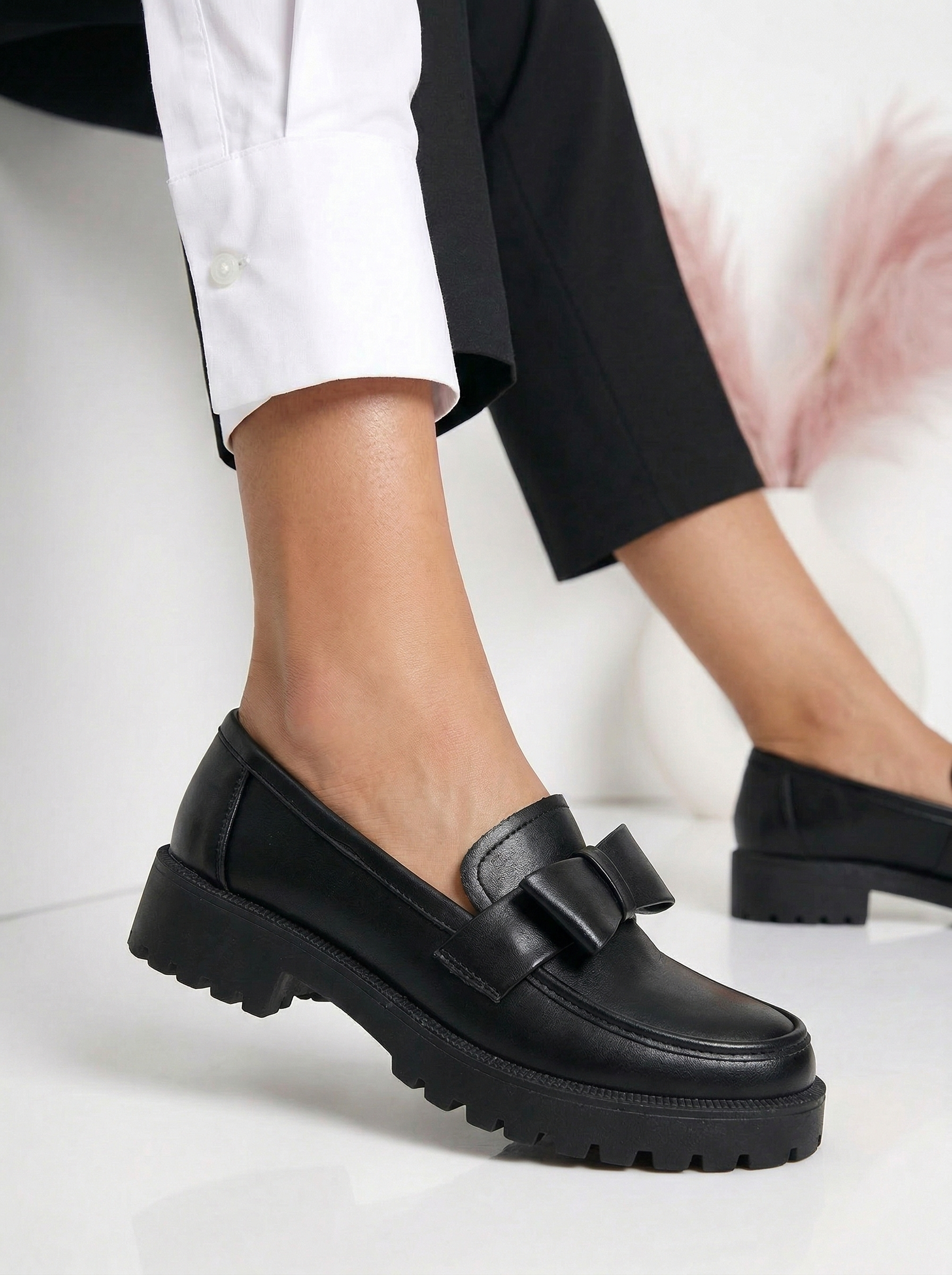 Pantofi casual dama negri din piele ecologica Brielle #24663