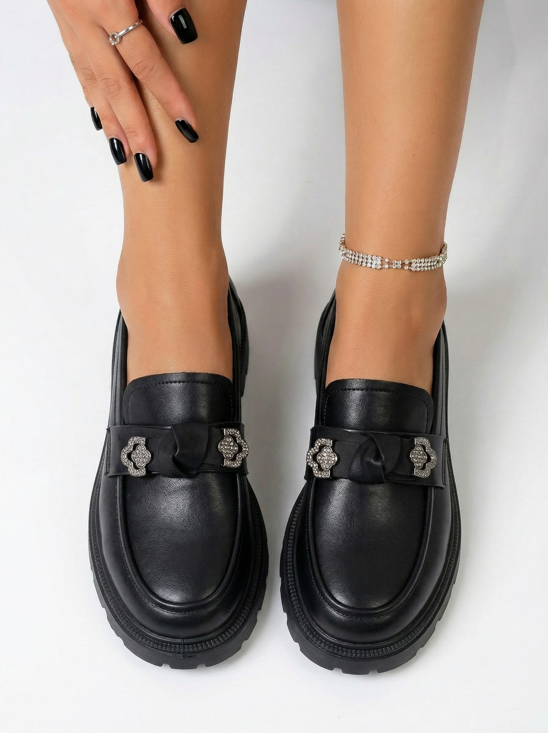 Pantofi casual dama negri din piele ecologica Elaris #24671