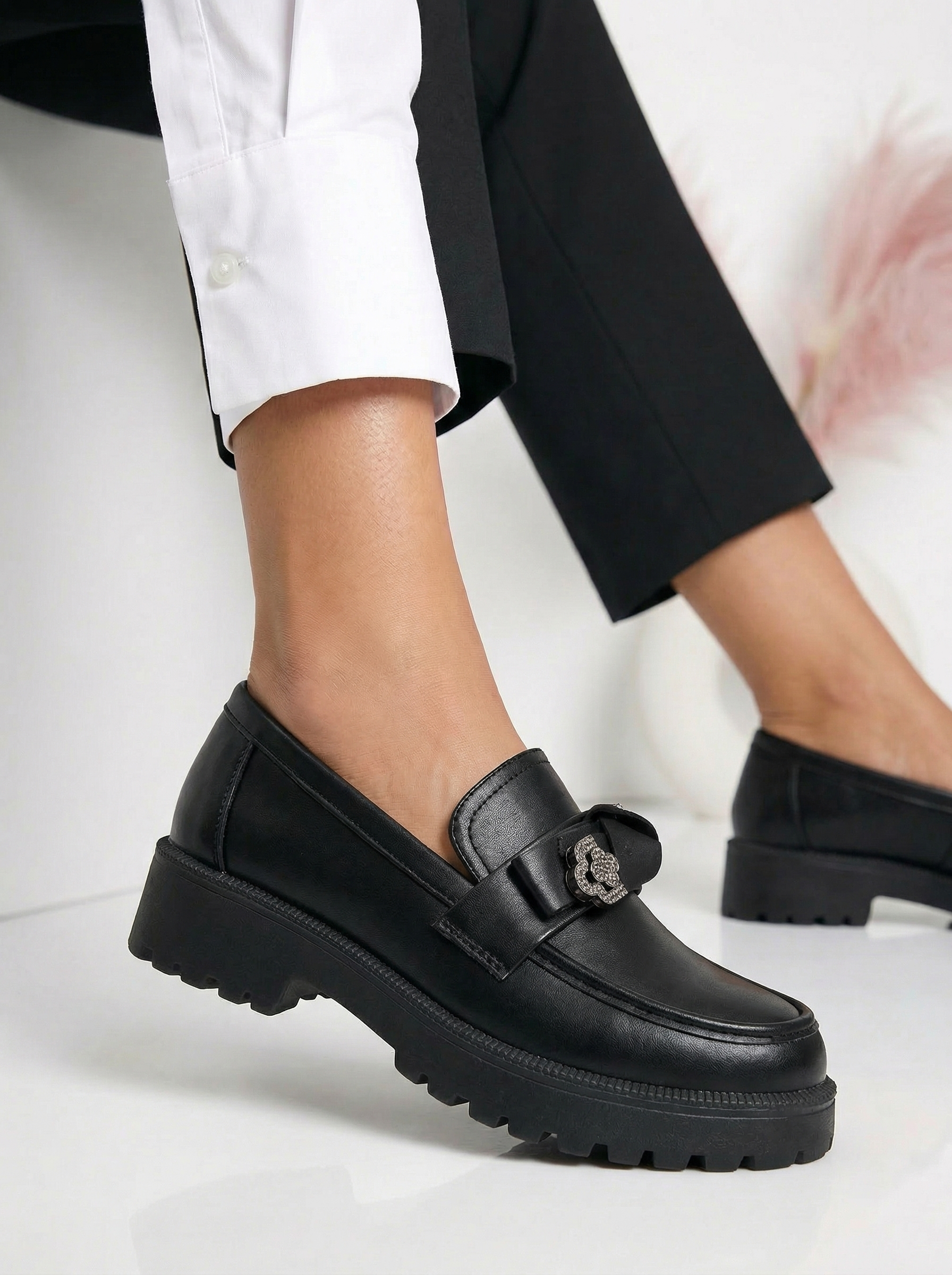 Pantofi casual dama negri din piele ecologica Elaris #24671