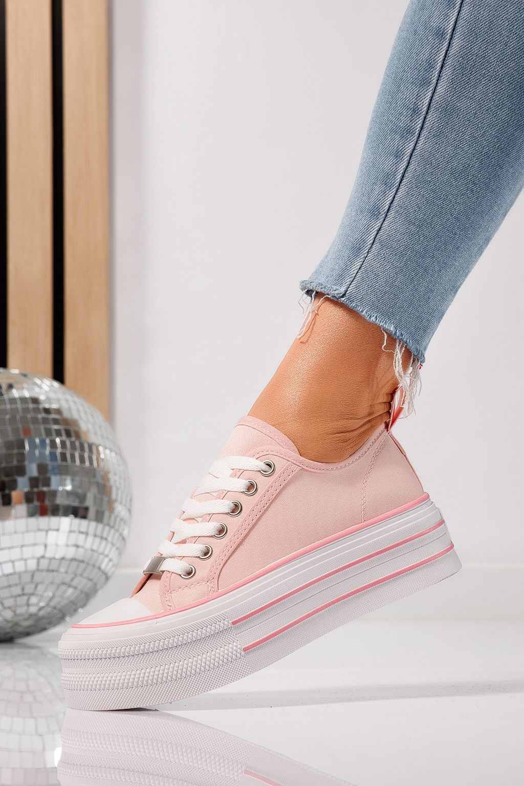 Adidasi dama roz din material textil Sophia #24725