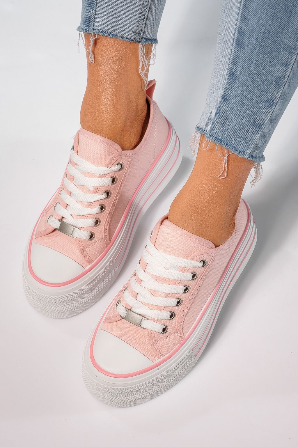 Adidasi dama roz din material textil Sophia #24725