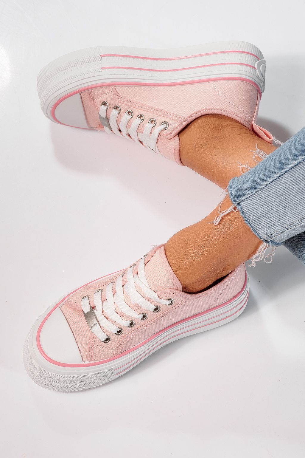 Adidasi dama roz din material textil Sophia #24725