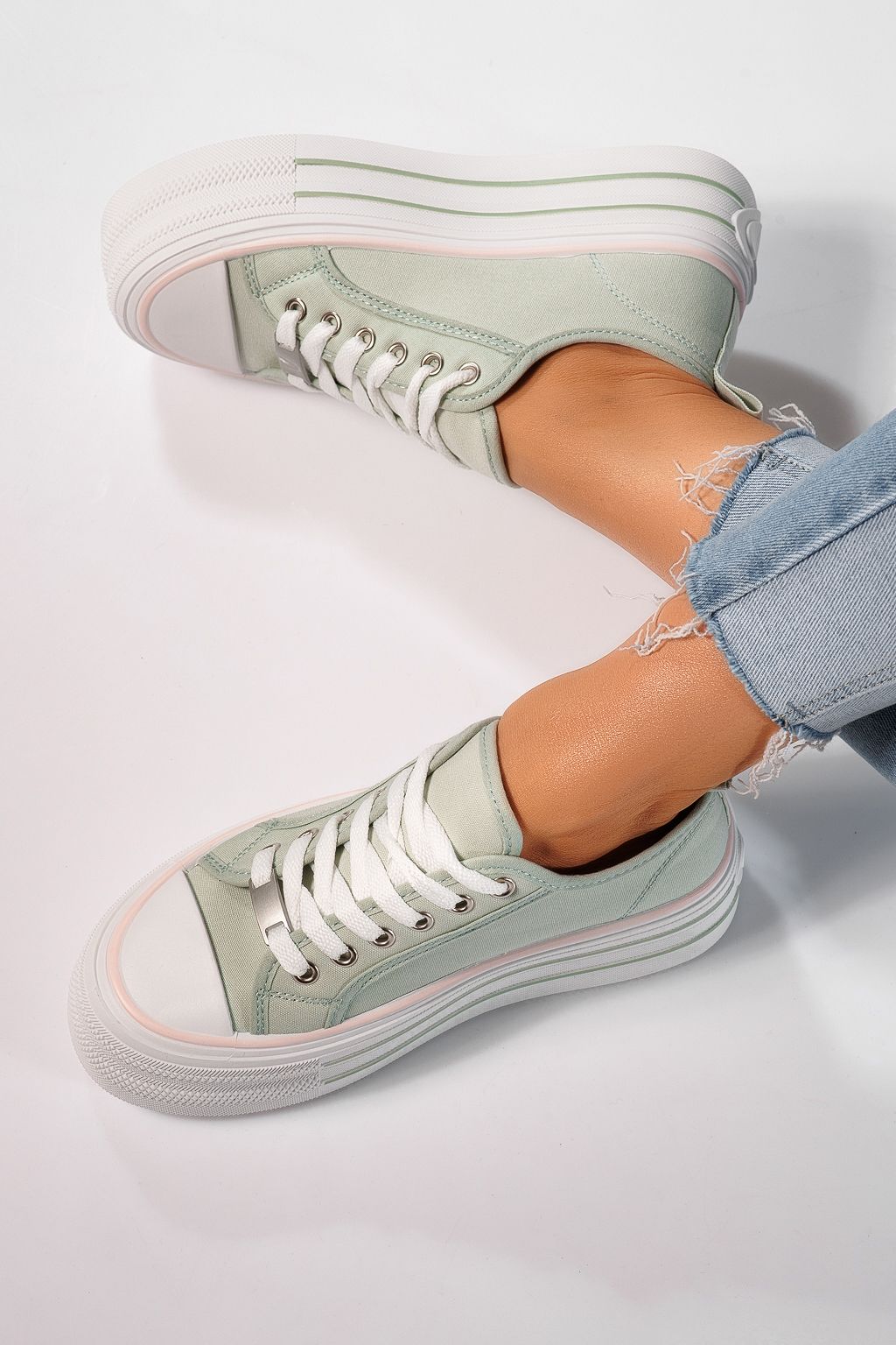 Adidasi dama verzi din material textil Sophia #24726