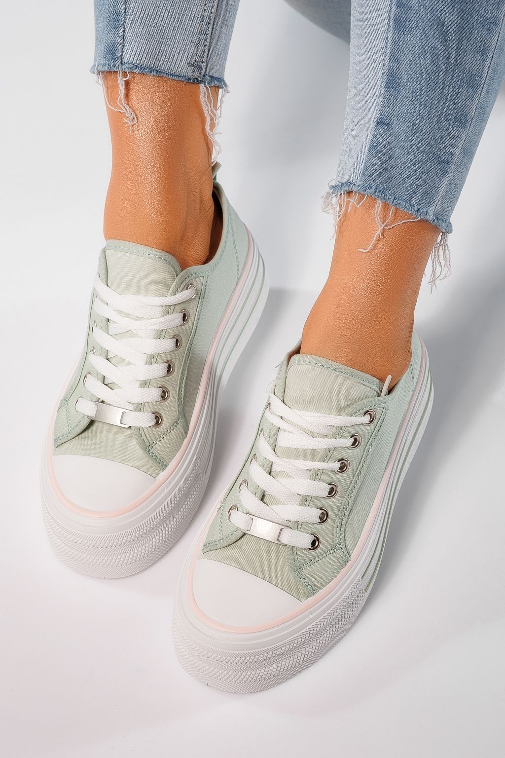 Adidasi dama verzi din material textil Sophia #24726