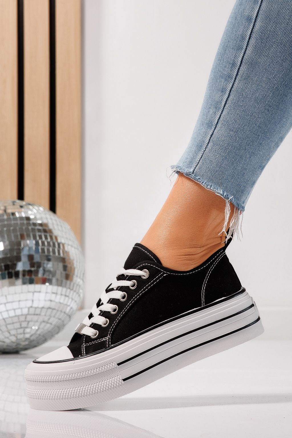 Adidasi dama negri din material textil Sophia #24727