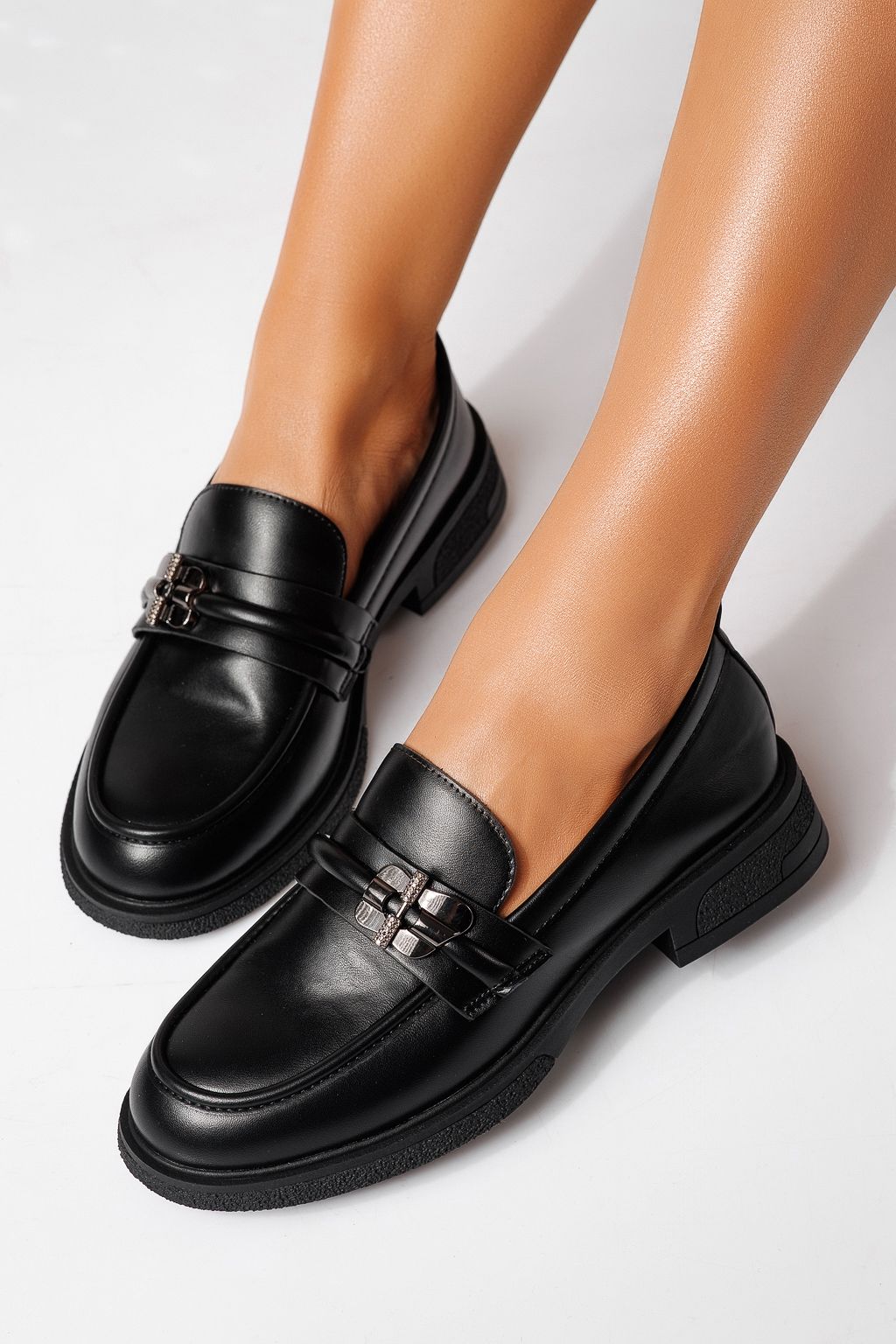 Pantofi casual dama negri din piele ecologica Calista #24897