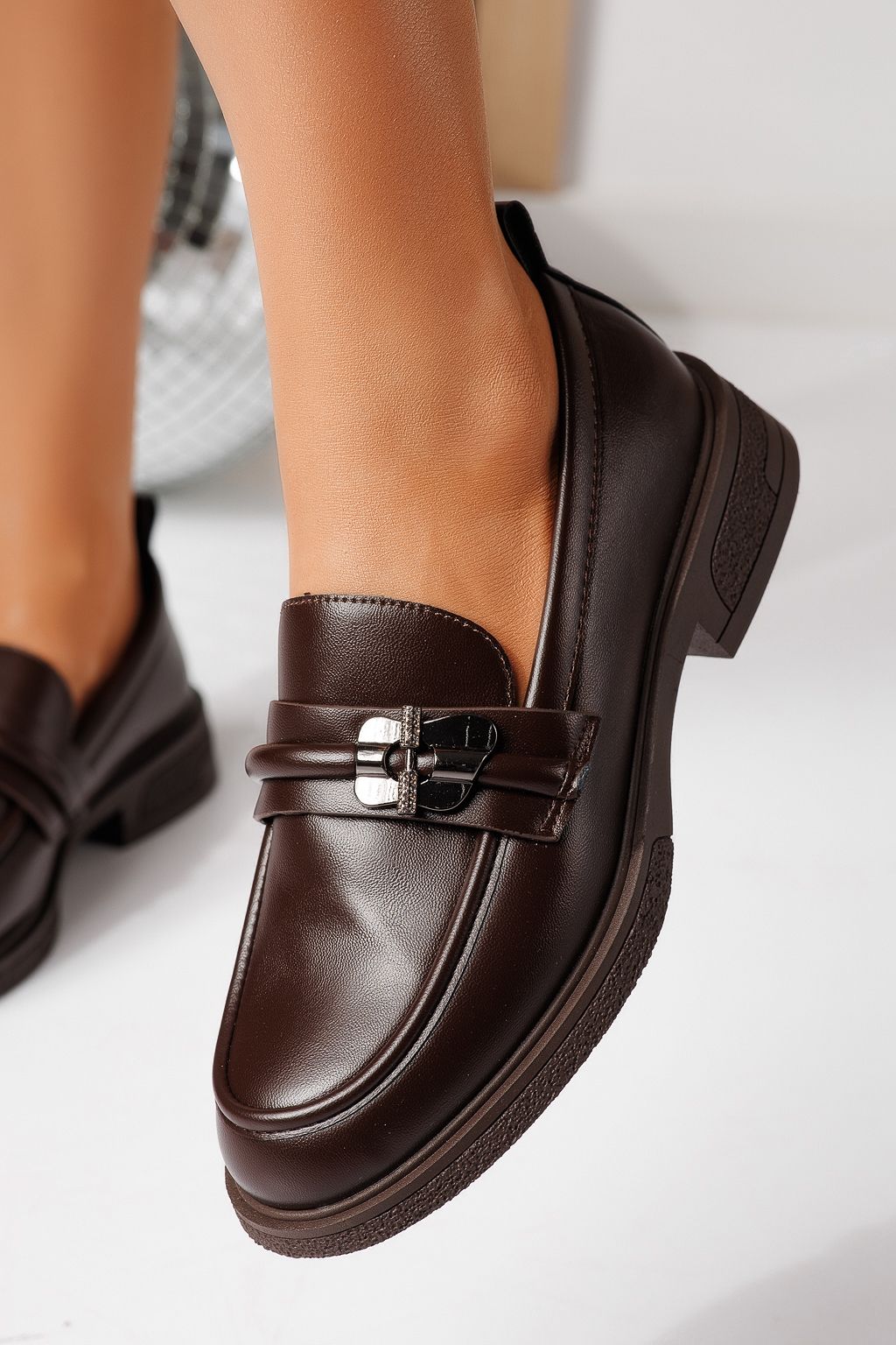 Pantofi casual dama maro din piele ecologica Calista #24896