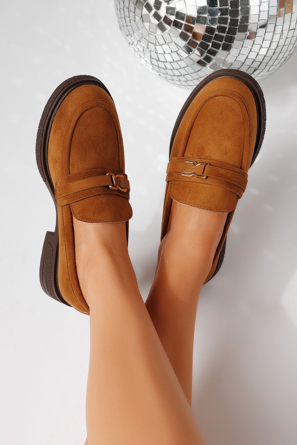 Pantofi casual dama maro din piele ecologica intoarsa Cassia #24902