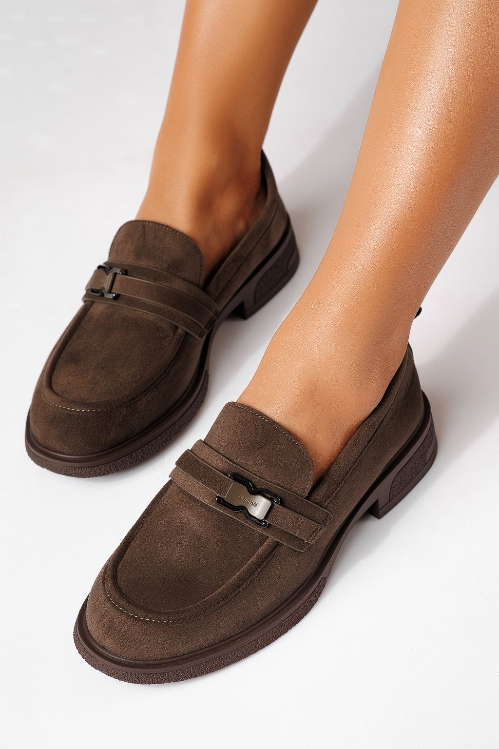 Pantofi casual dama maro din piele ecologica intoarsa Cassia #24901