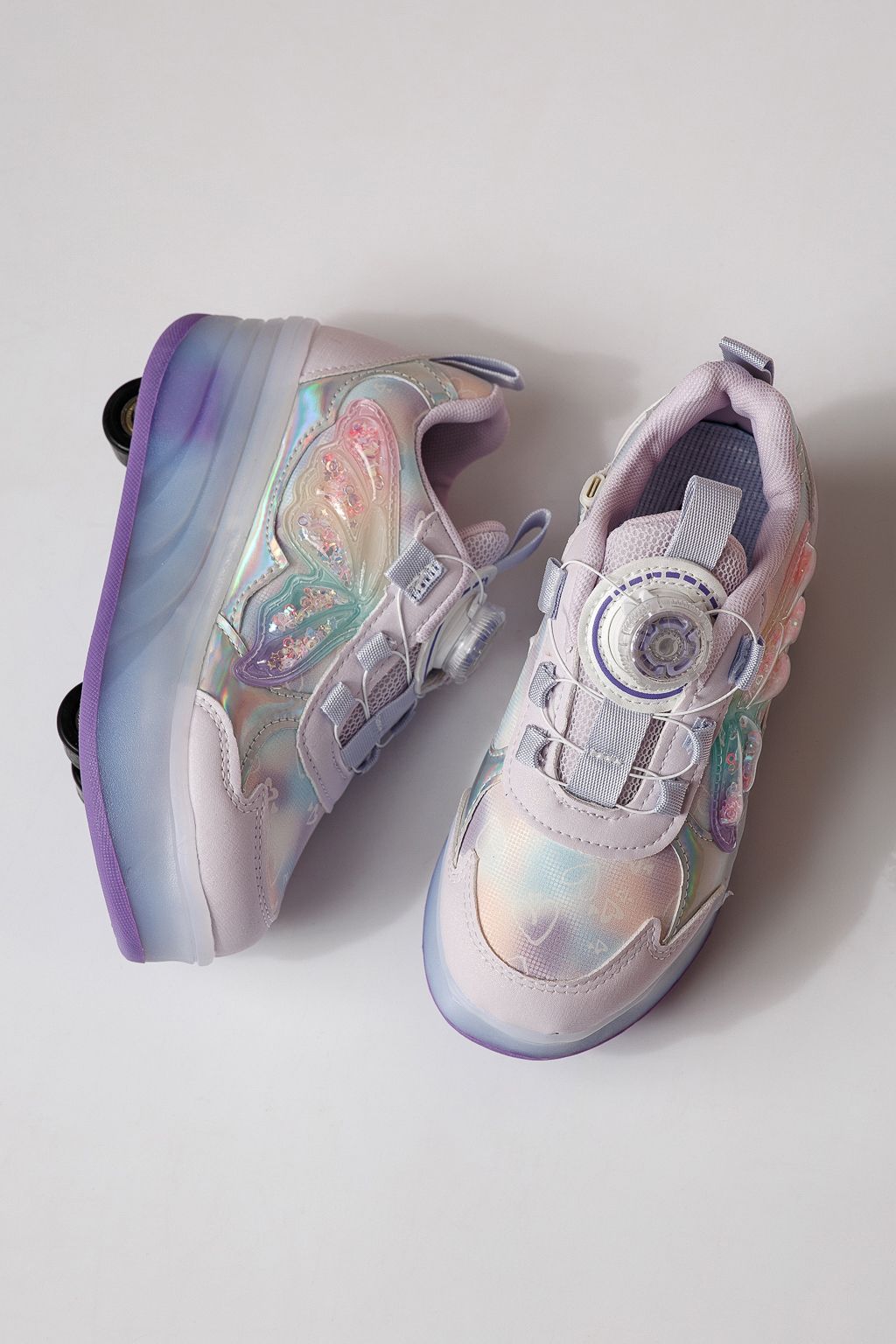 Adidasi cu role mov din material textil Helys3 #24868