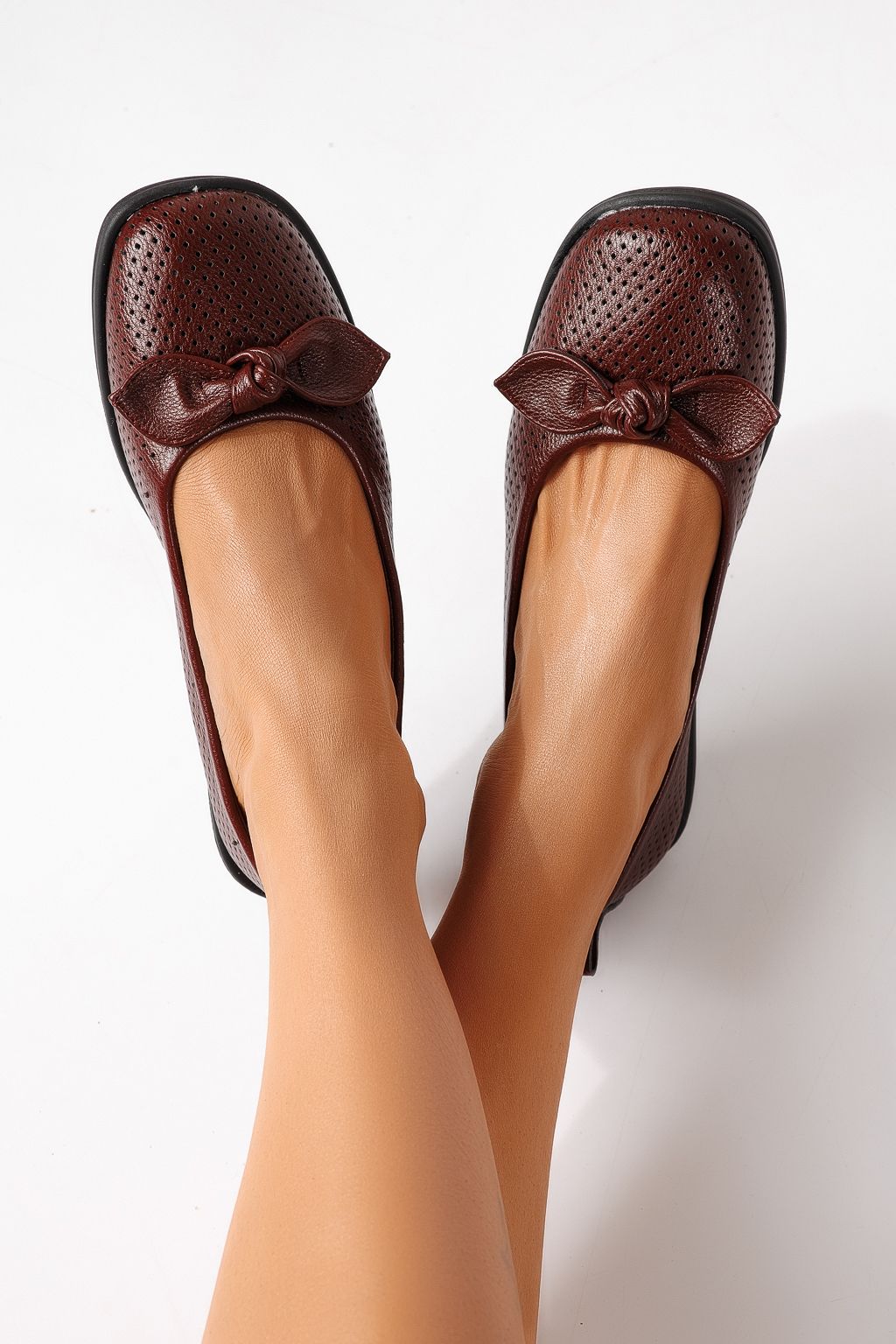 Balerini dama bordo din piele ecologica Amaris #24877