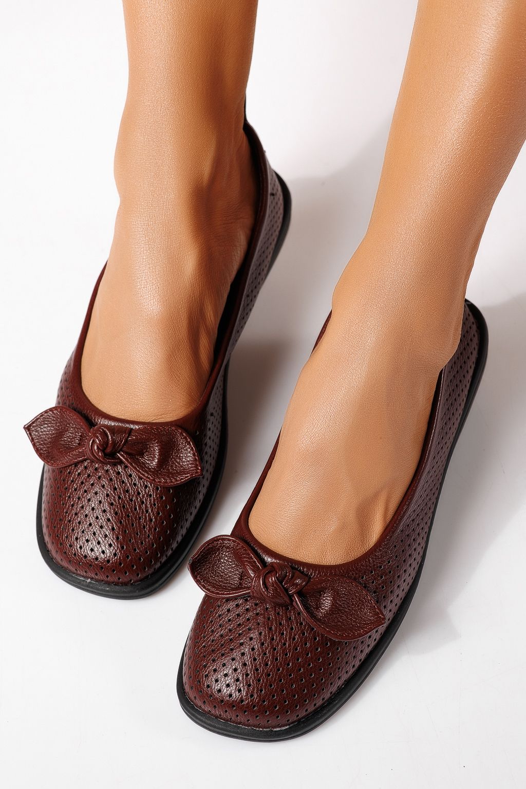 Balerini dama bordo din piele ecologica Amaris #24877