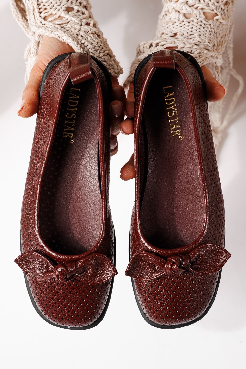 Balerini dama bordo din piele ecologica Amaris #24877