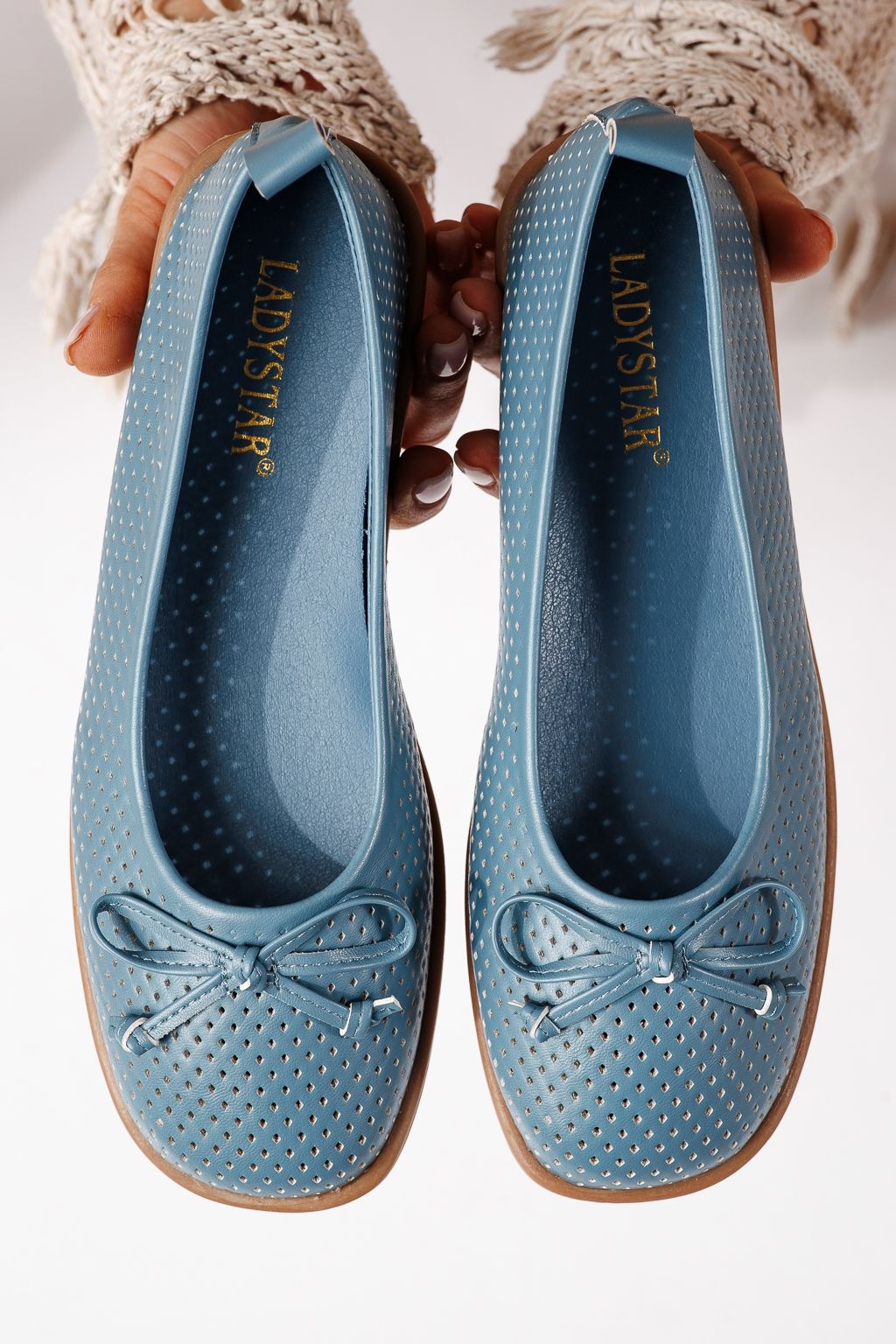 Balerini dama albastri din piele ecologica Brielle #24884