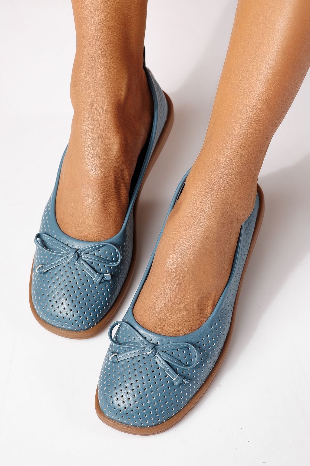 Balerini dama albastri din piele ecologica Brielle #24884