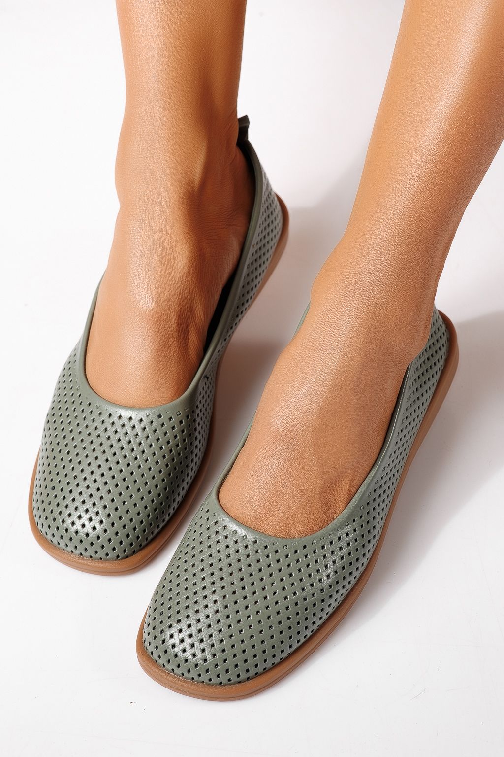 Balerini dama verzi din piele ecologica Amaya #24883