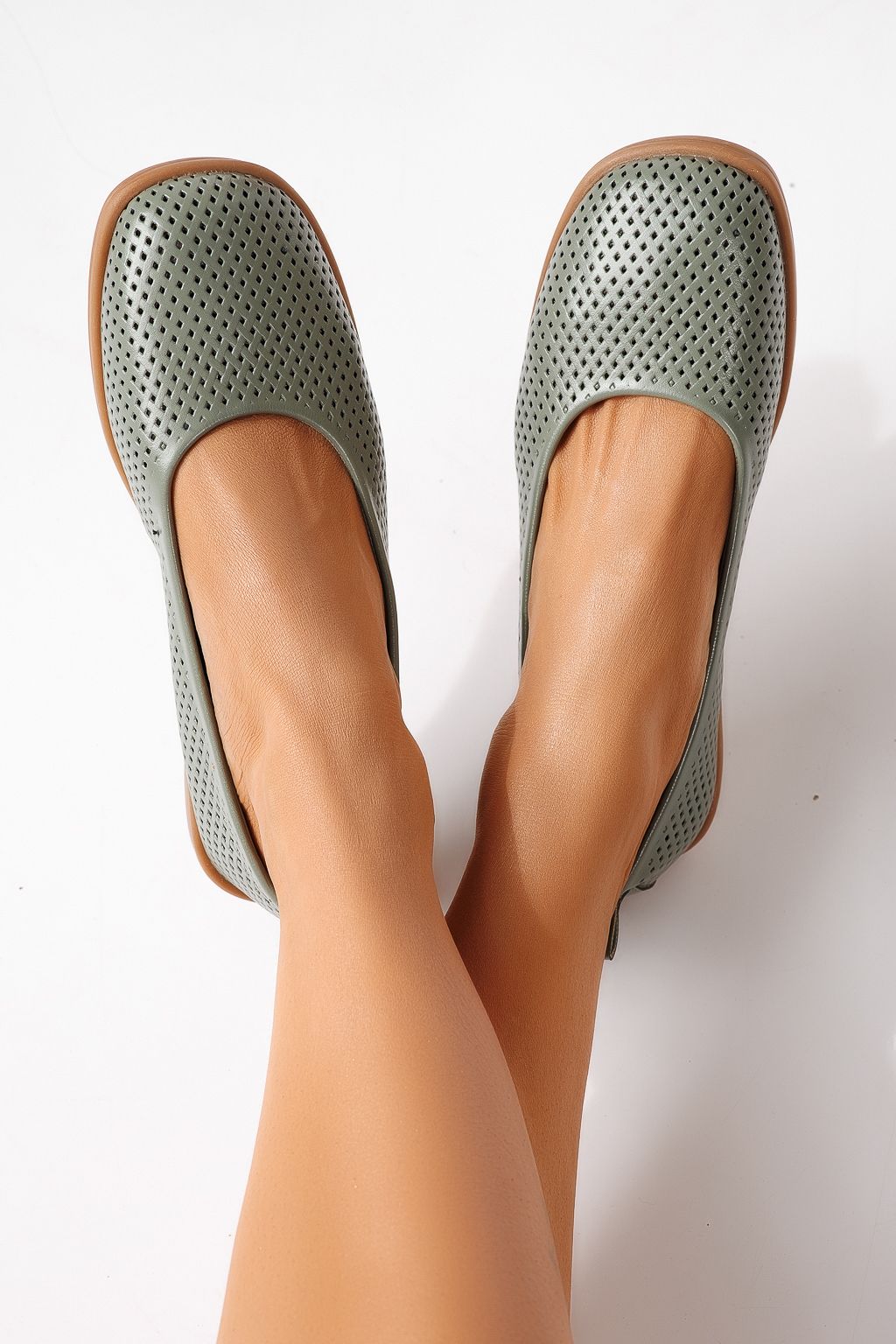 Balerini dama verzi din piele ecologica Amaya #24883