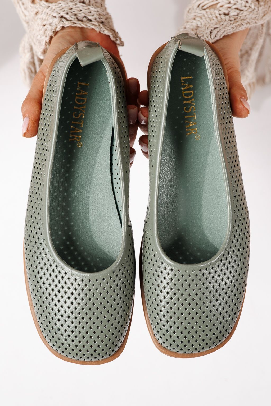 Balerini dama verzi din piele ecologica Amaya #24883