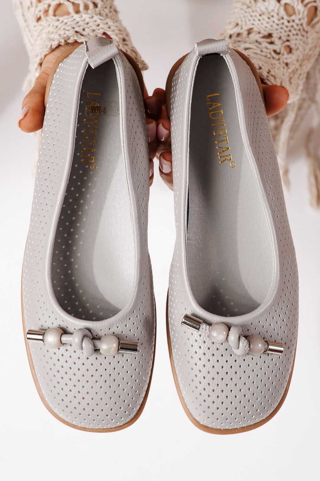 Balerini dama gri din piele ecologica Aeliana #24871