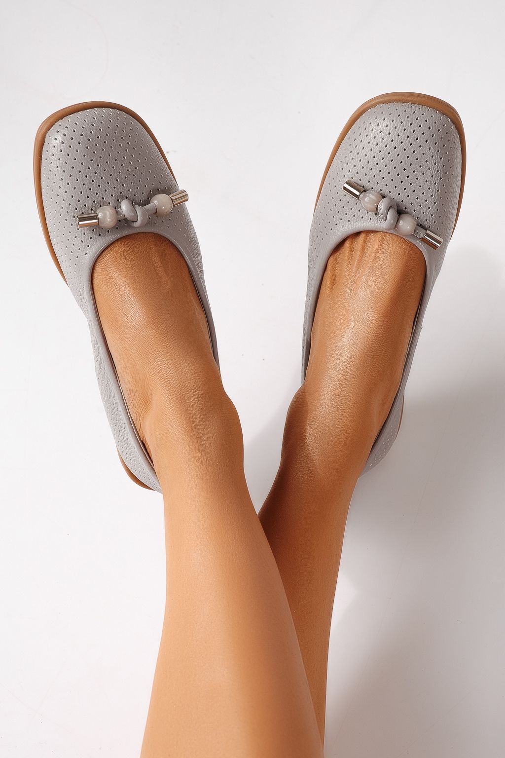 Balerini dama gri din piele ecologica Aeliana #24871