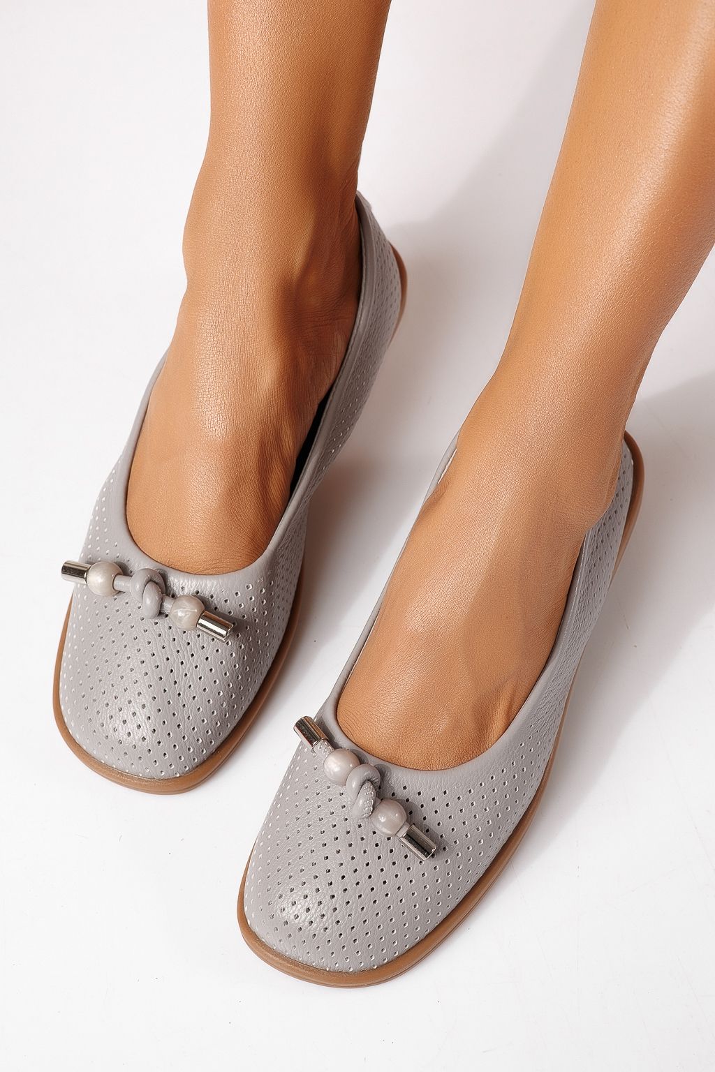 Balerini dama gri din piele ecologica Aeliana #24871