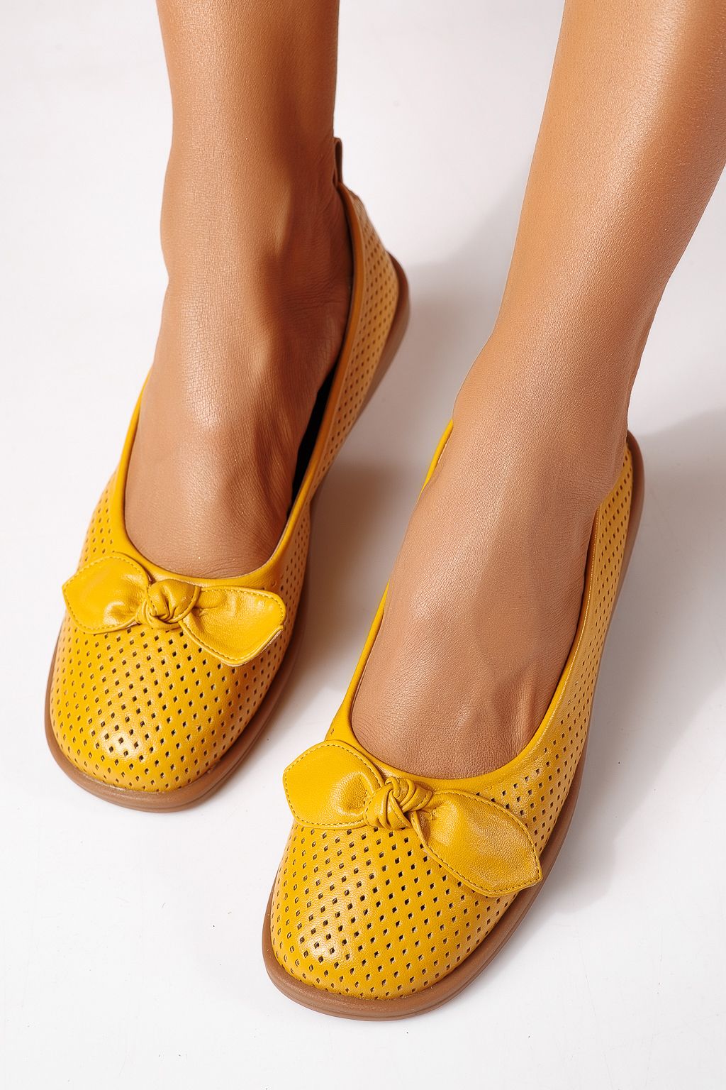 Balerini dama galbeni din piele ecologica Amaris #24878