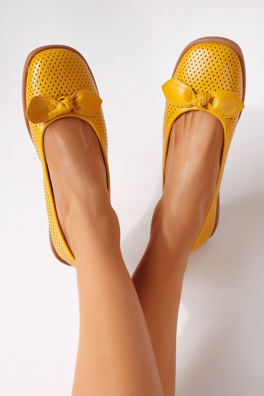 Balerini dama galbeni din piele ecologica Amaris #24878