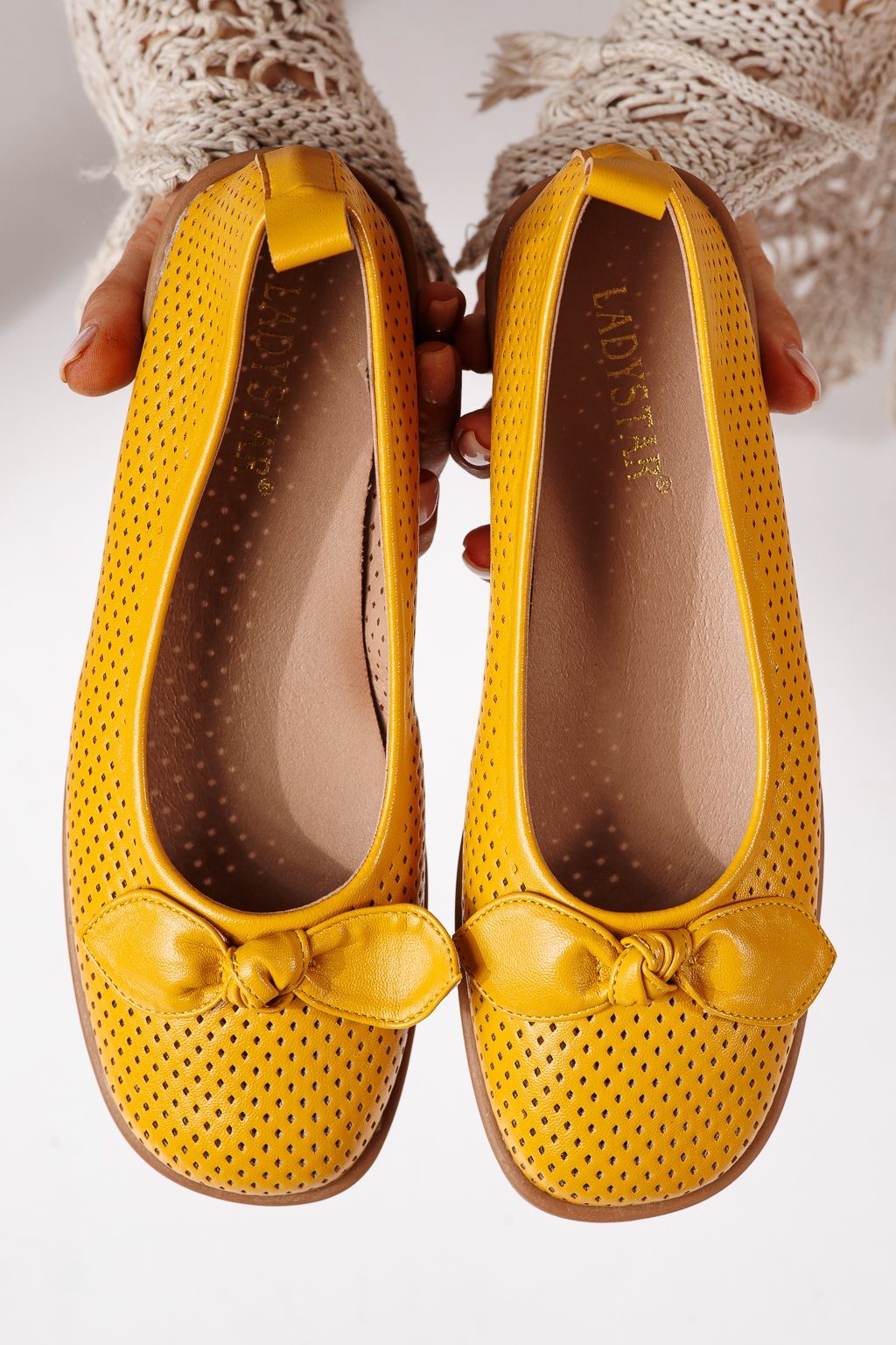 Balerini dama galbeni din piele ecologica Amaris #24878