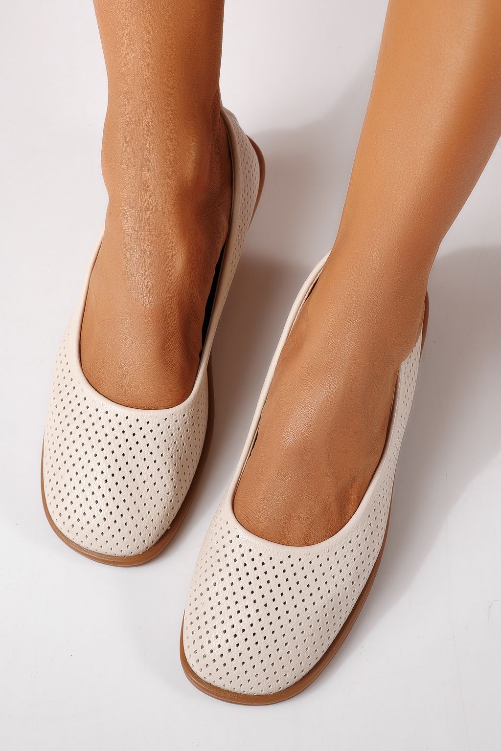 Balerini dama bej din piele ecologica Amaya #24881