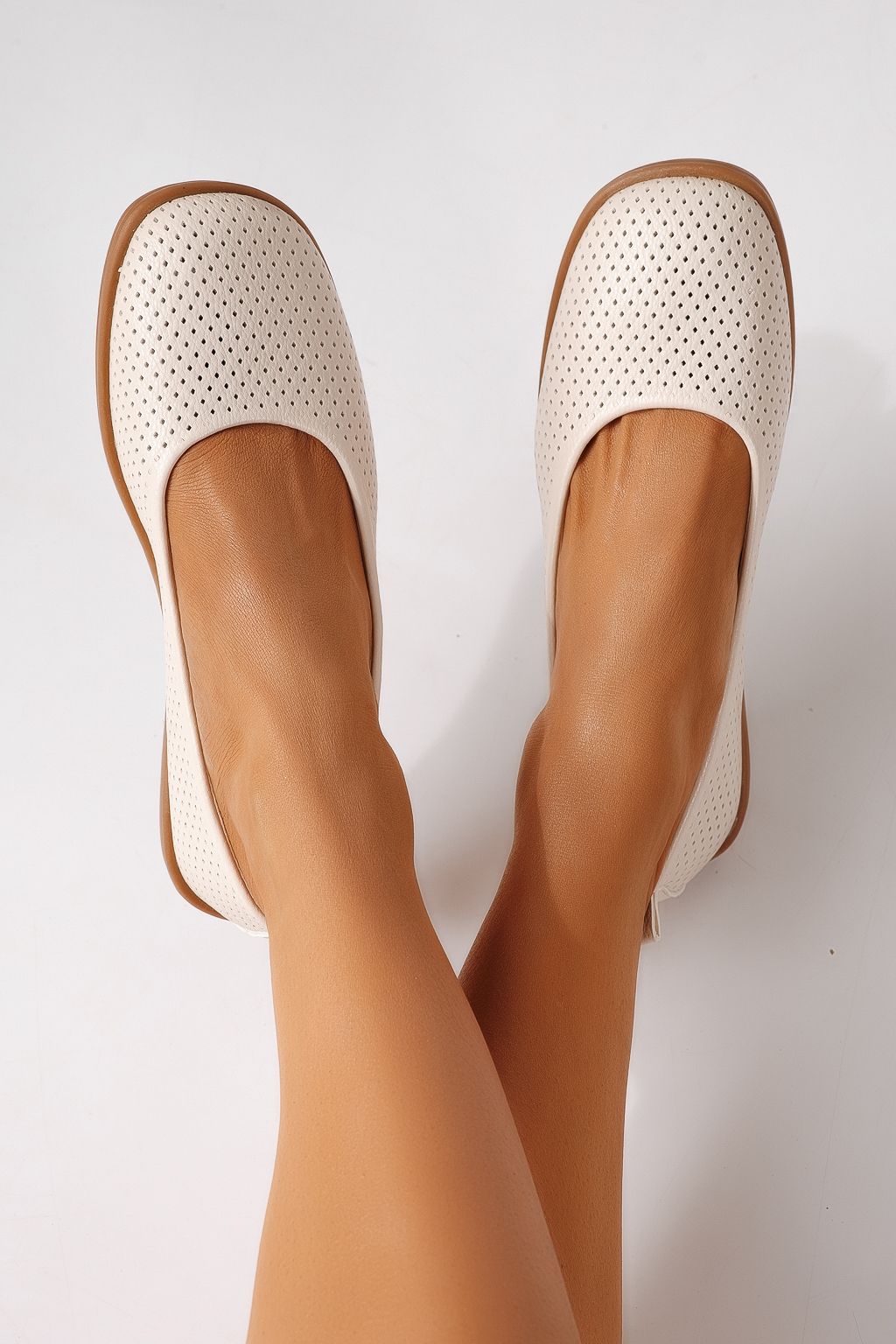 Balerini dama bej din piele ecologica Amaya #24881