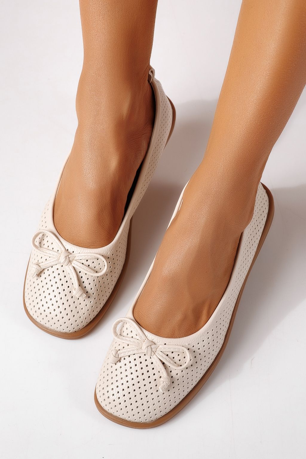 Balerini dama bej din piele ecologica Brielle #24886