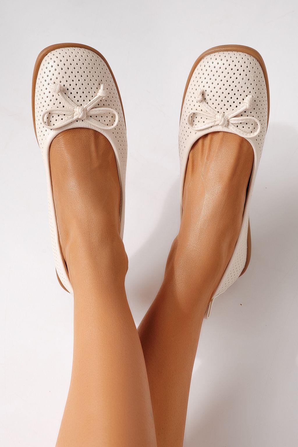 Balerini dama bej din piele ecologica Brielle #24886