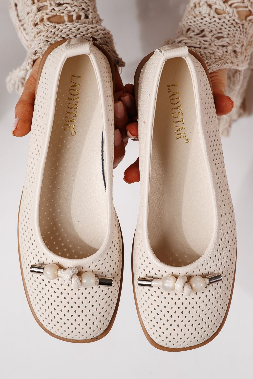 Balerini dama bej din piele ecologica Aeliana #24874