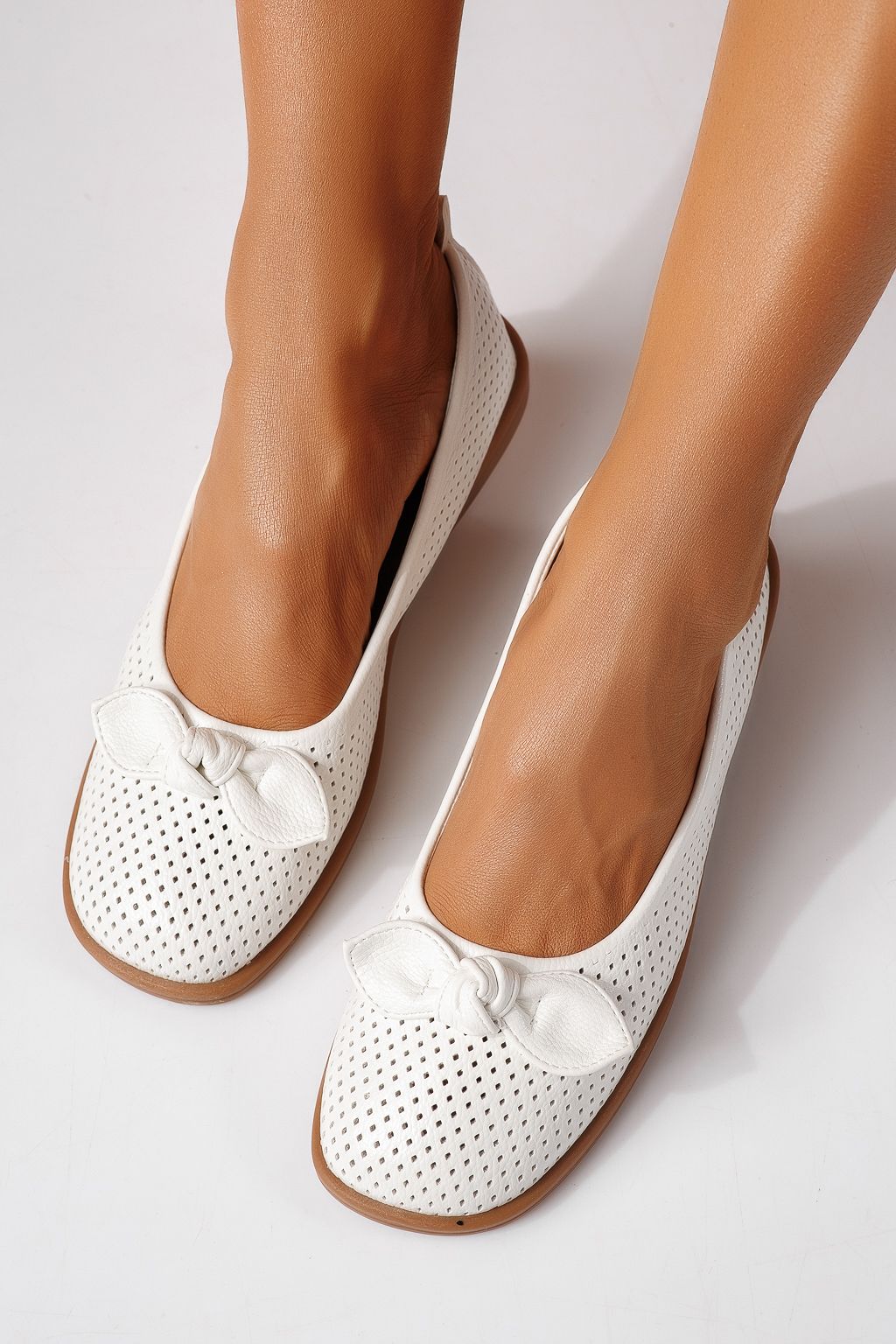 Balerini dama albi din piele ecologica Amaris #24876