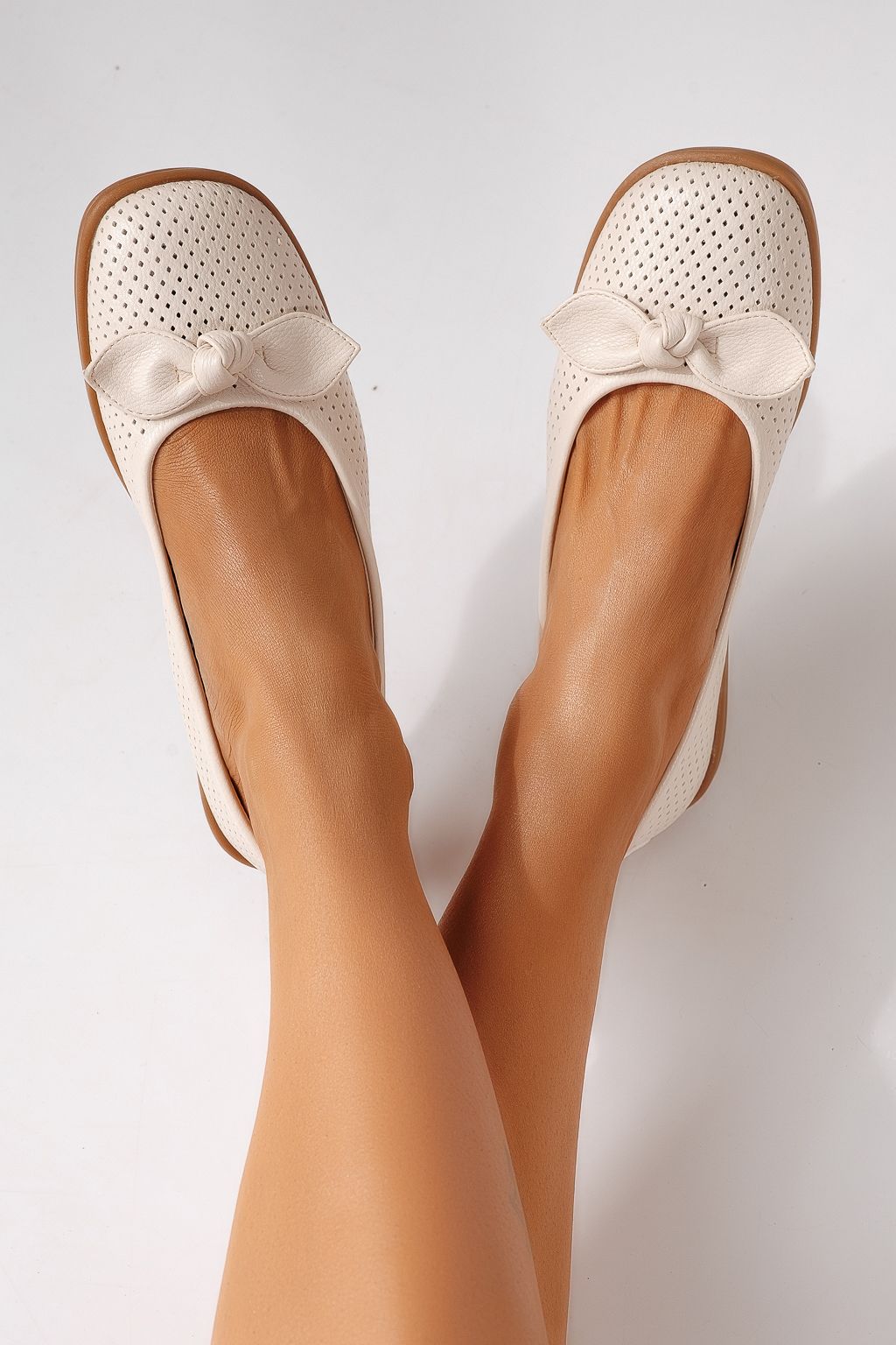 Balerini dama bej din piele ecologica Amaris #24875