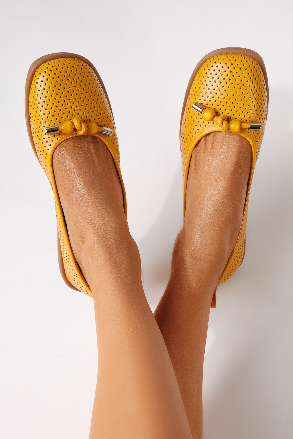 Balerini dama galbeni din piele ecologica Aeliana #24870