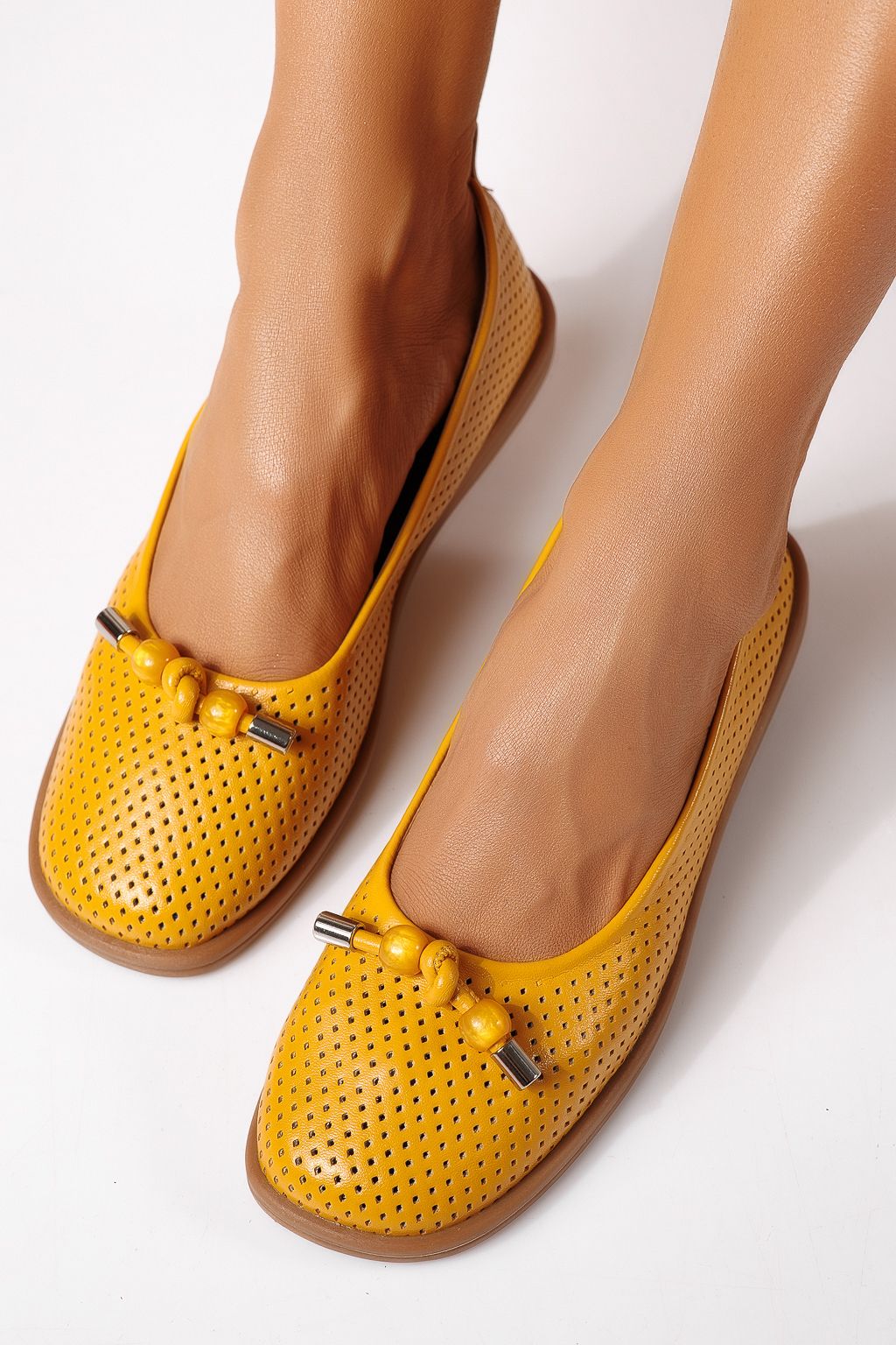 Balerini dama galbeni din piele ecologica Aeliana #24870