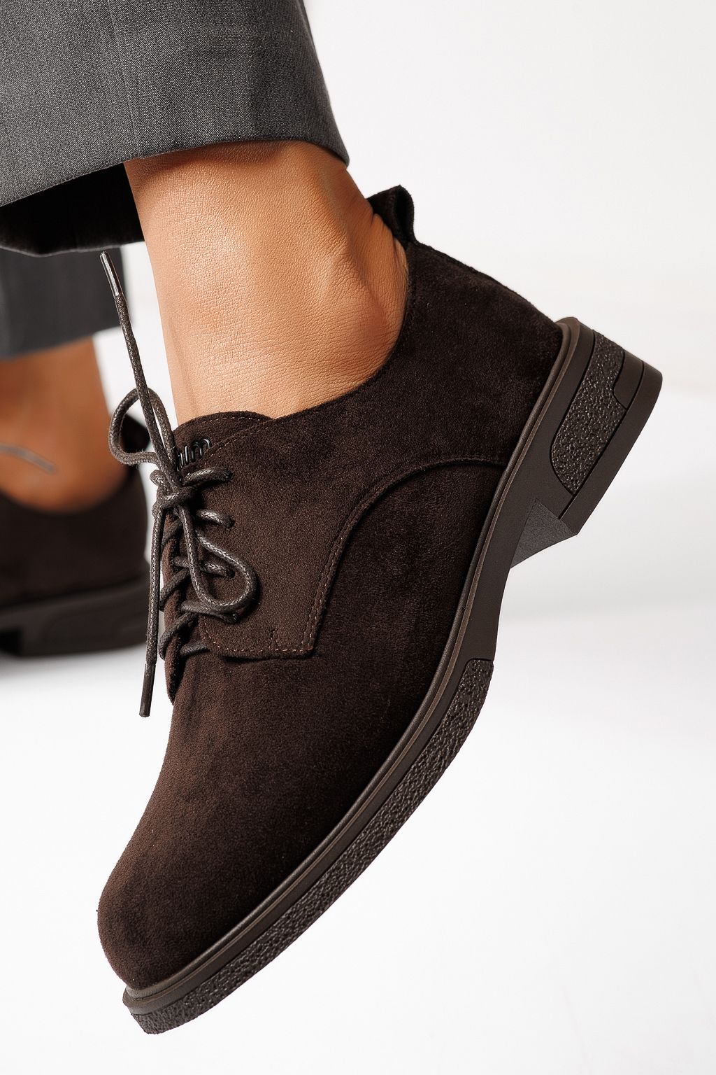 Pantofi casual dama maro din piele ecologica intoarsa Bellamy #24893