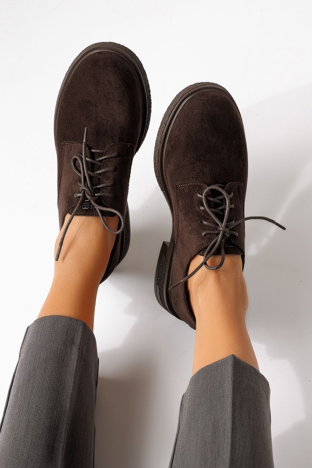 Pantofi casual dama maro din piele ecologica intoarsa Bellamy #24893