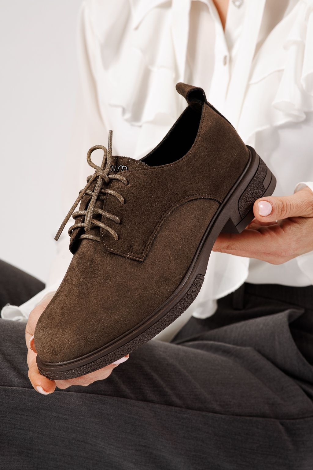 Pantofi casual dama verzi din piele ecologica intoarsa Bellamy #24890