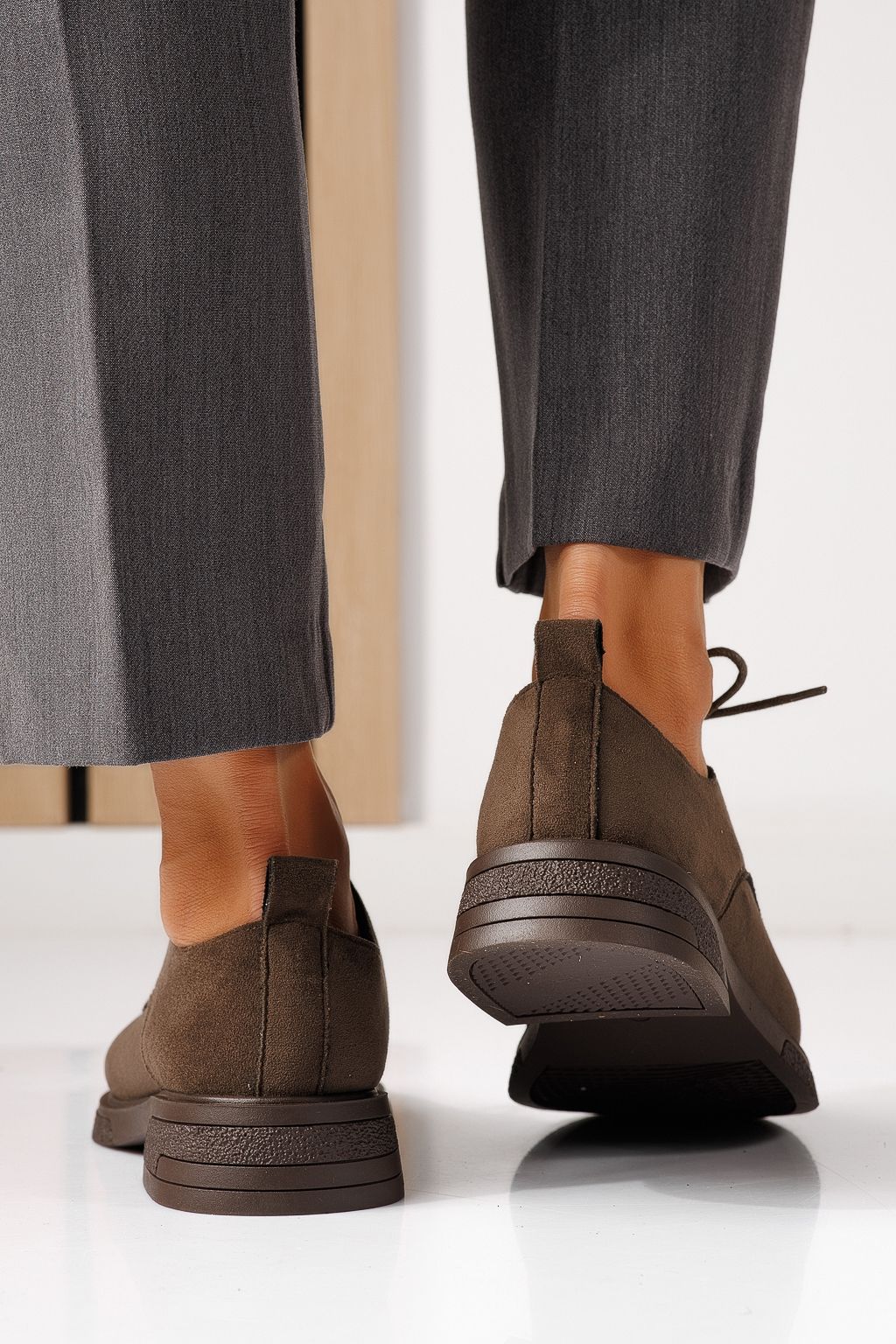 Pantofi casual dama verzi din piele ecologica intoarsa Bellamy #24890