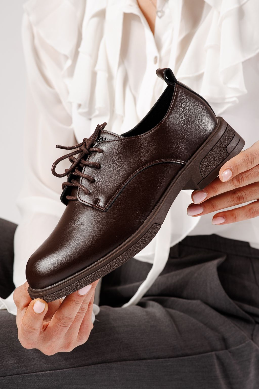 Pantofi casual dama maro din piele ecologica Bellamy #24889