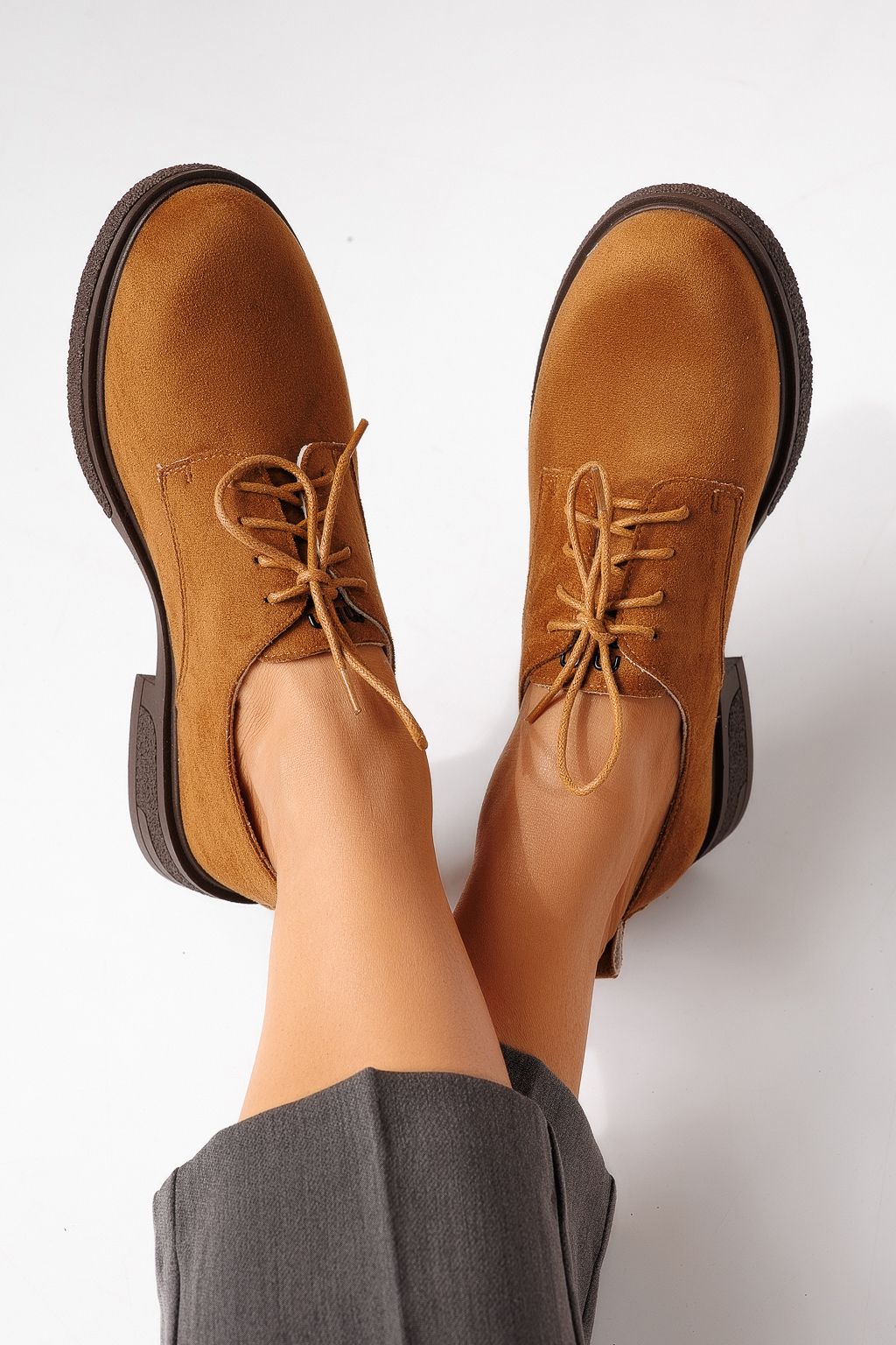 Pantofi casual dama maro din piele ecologica intoarsa Bellamy #24891