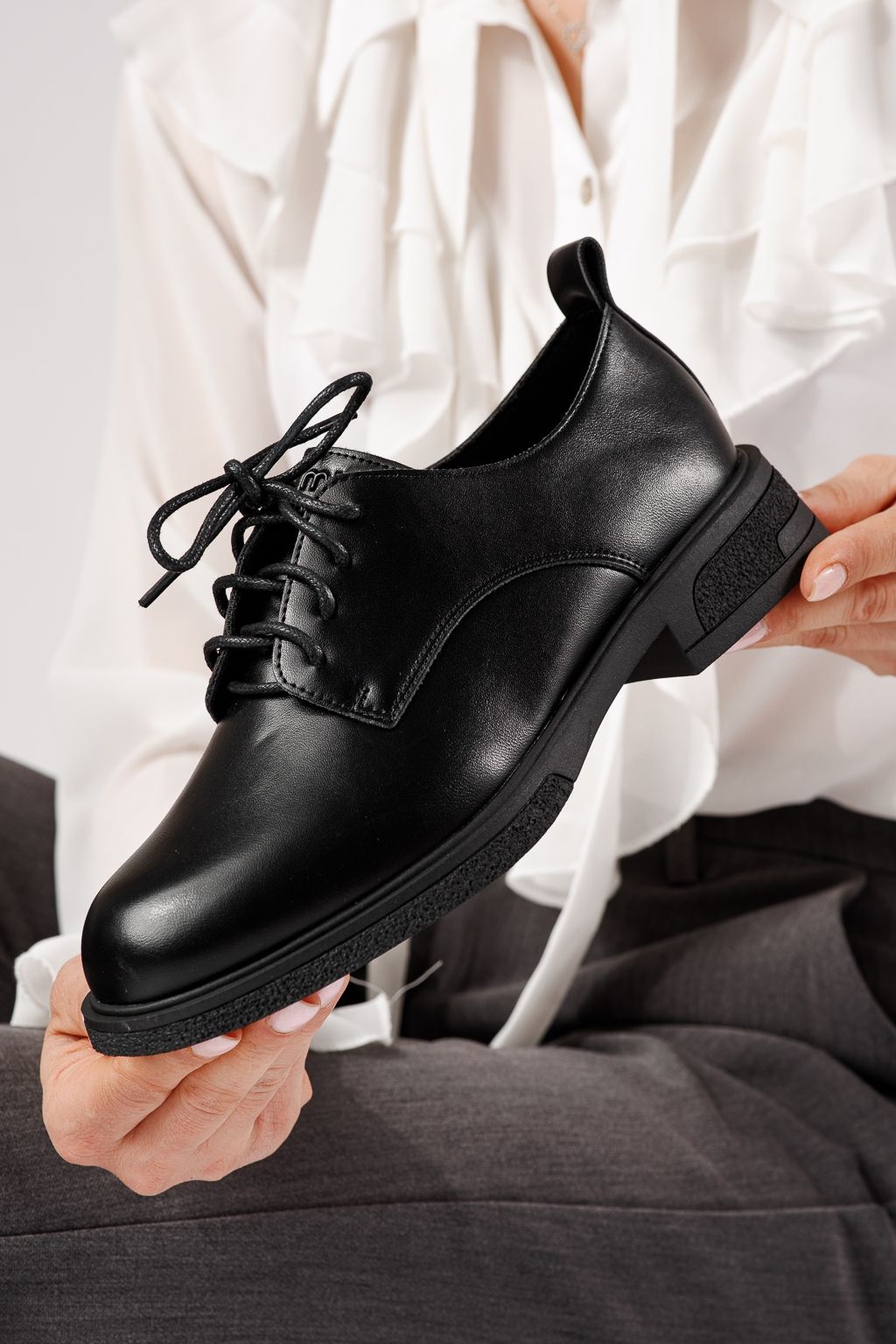 Pantofi casual dama negri din piele ecologica Bellamy #24892