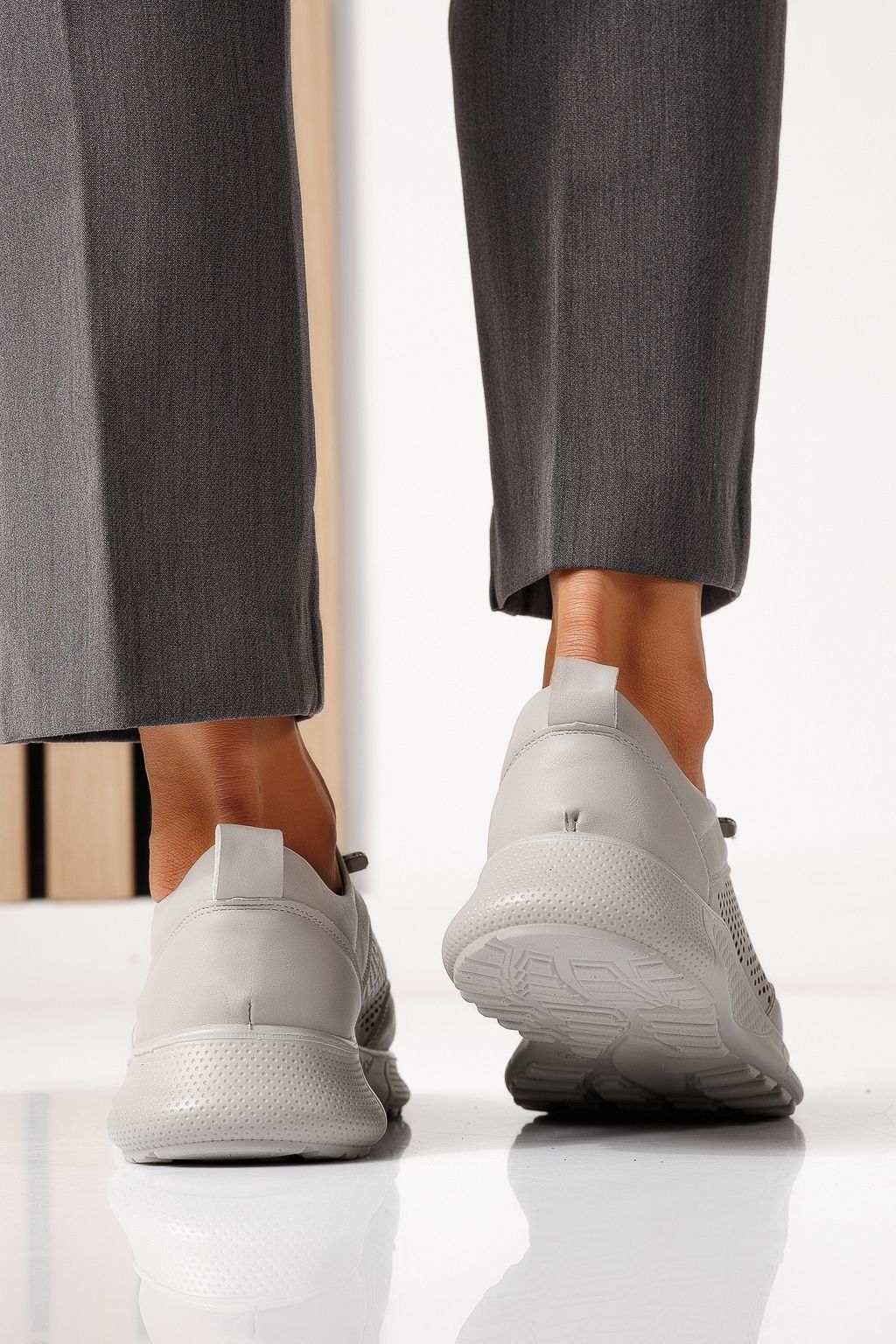 Pantofi casual dama gri din piele ecologica Catrina #24939