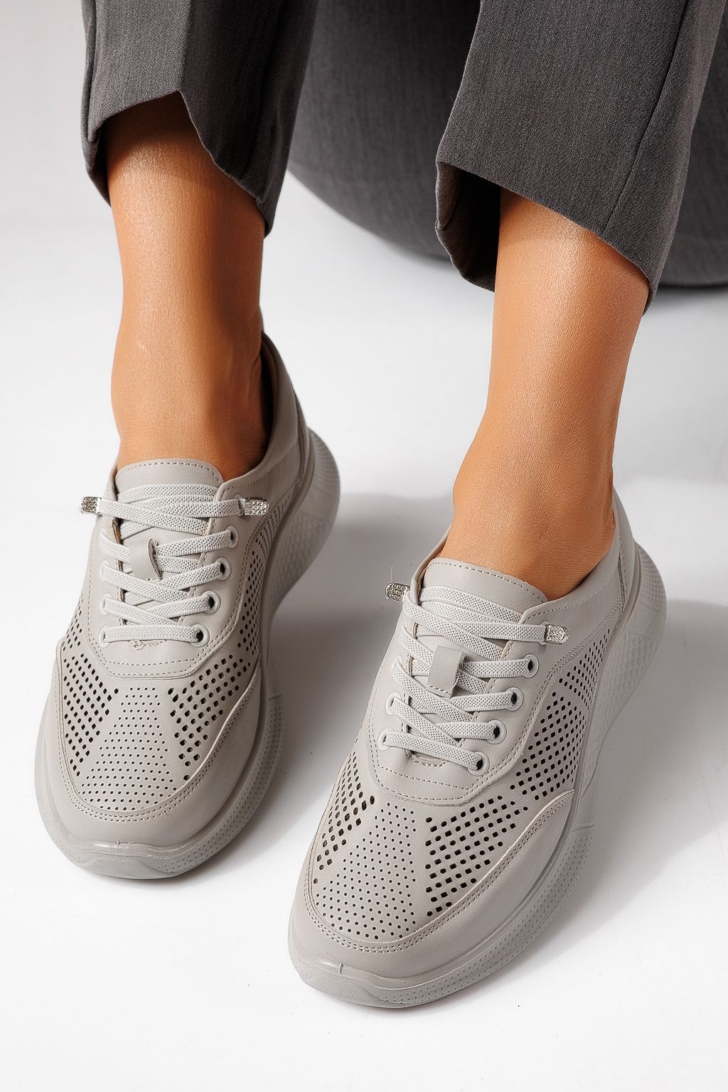 Pantofi casual dama gri din piele ecologica Catrina #24939