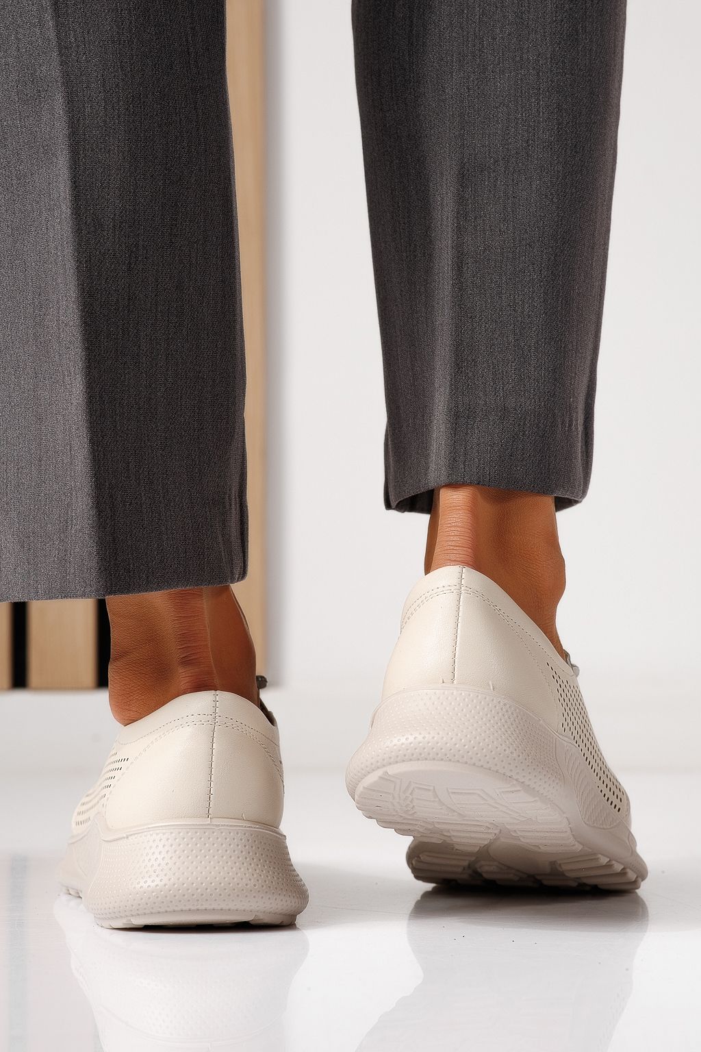 Pantofi casual dama bej  din piele ecologica Gilda #24941