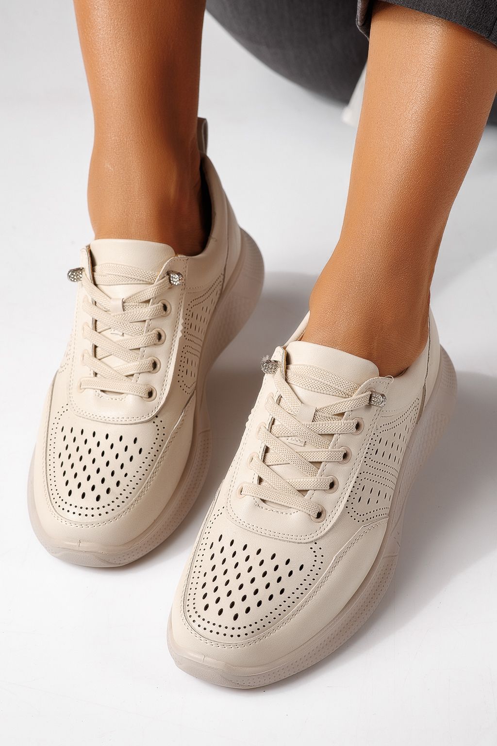 Pantofi casual dama bej din piele ecologica Bica #24937