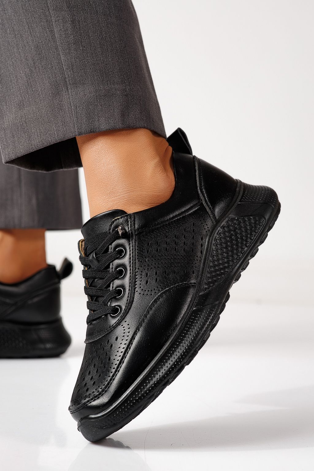 Pantofi casual dama negri din piele ecologica Bica #24938